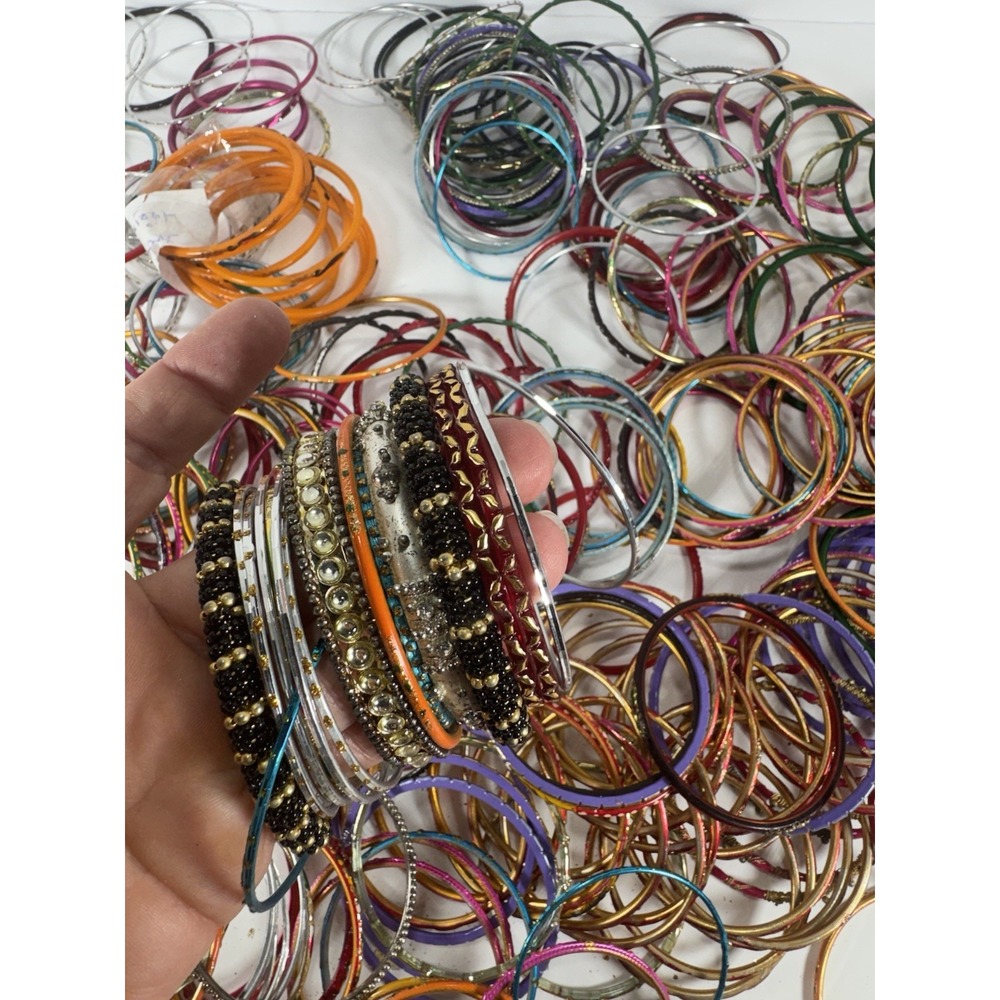 500pc Indian Bollywood Bangle Bracelet Lot Rhinestone Small 2.25-2.625" - Picture 15 of 15